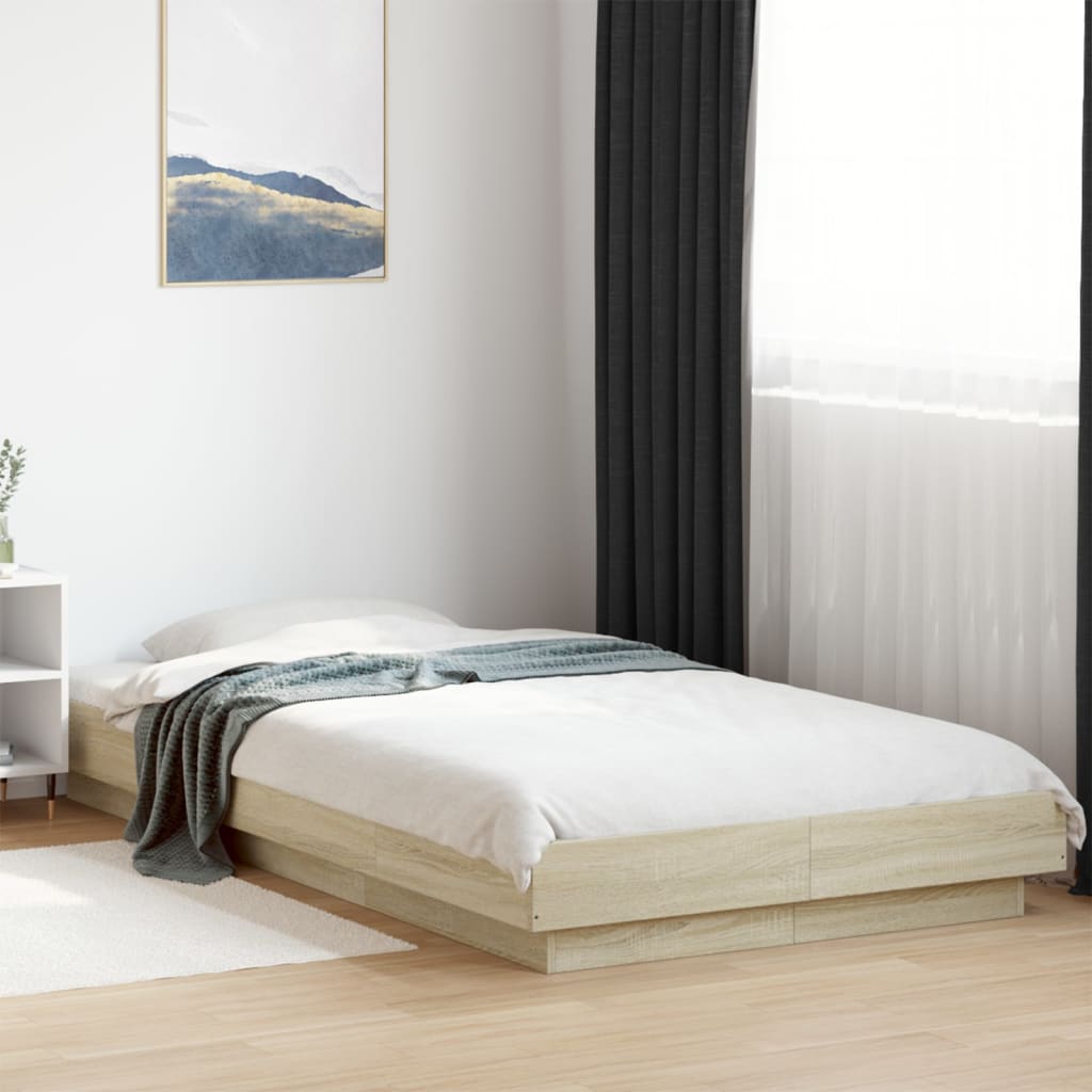 Bedframe met LED-verlichting sonoma eikenkleurig 90x190 cm is nu te koop bij PeponiXL, paradijselijk wonen!