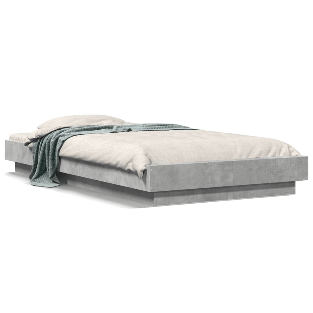 Bedframe met LED-verlichting bewerkt hout betongrijs 90x190 cm is nu te koop bij PeponiXL, paradijselijk wonen!
