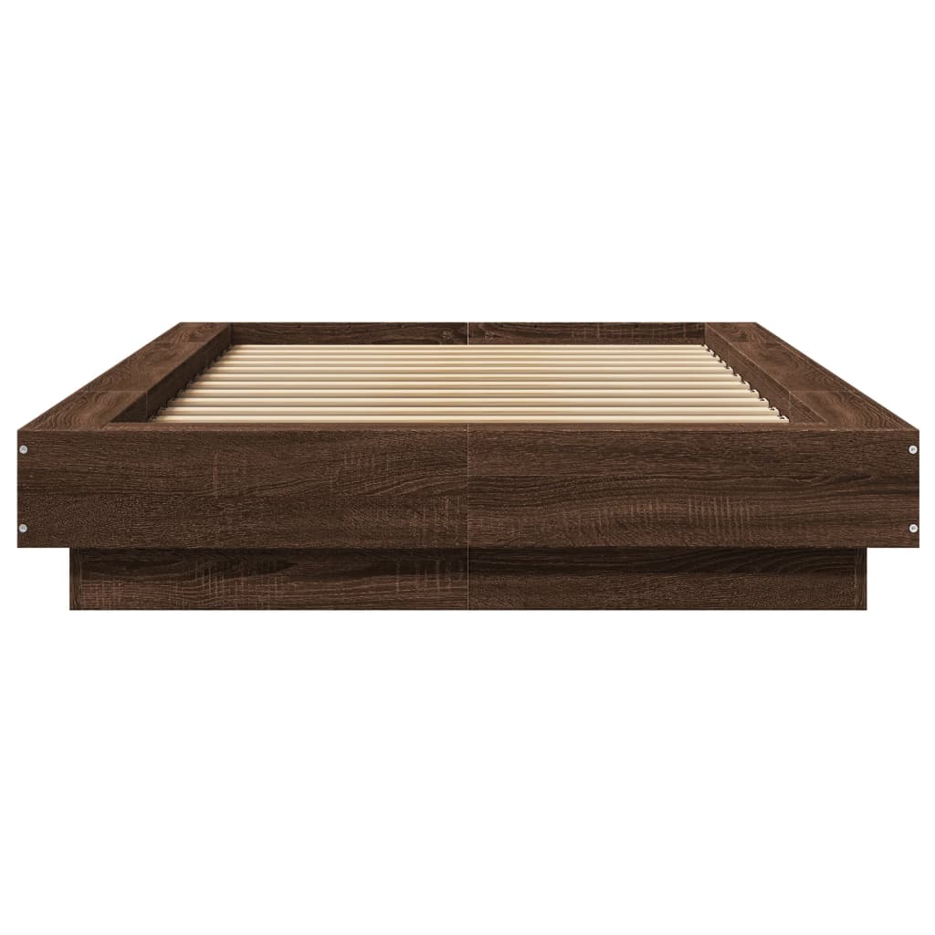 Bedframe met LED-verlichting bruin eikenkleur 90x190 cm is nu te koop bij PeponiXL, paradijselijk wonen!
