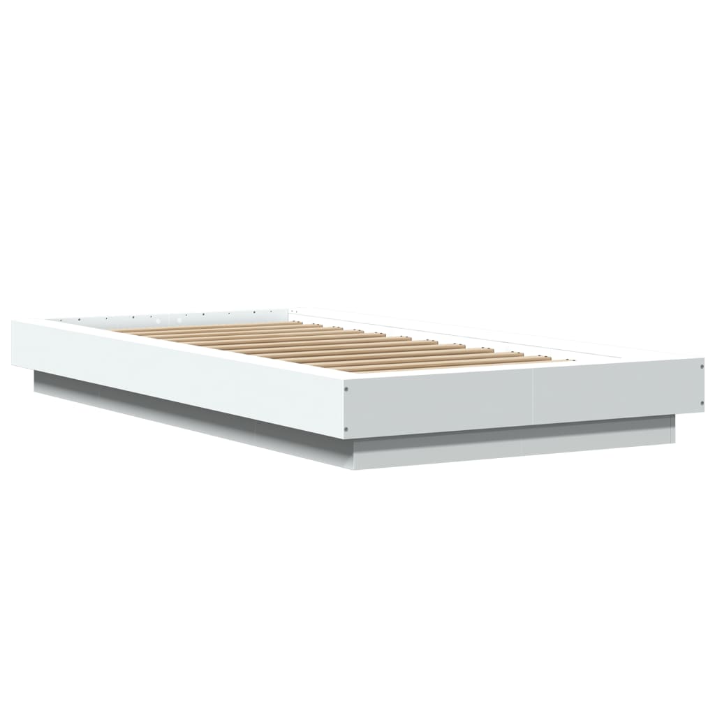 Bedframe met LED-verlichting bewerkt hout wit 75x190 cm is nu te koop bij PeponiXL, paradijselijk wonen!
