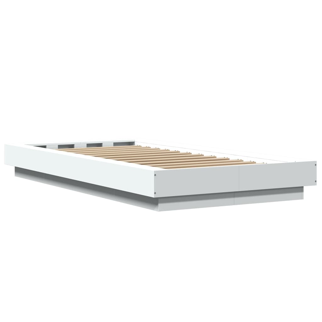 Bedframe met LED-verlichting bewerkt hout wit 75x190 cm is nu te koop bij PeponiXL, paradijselijk wonen!