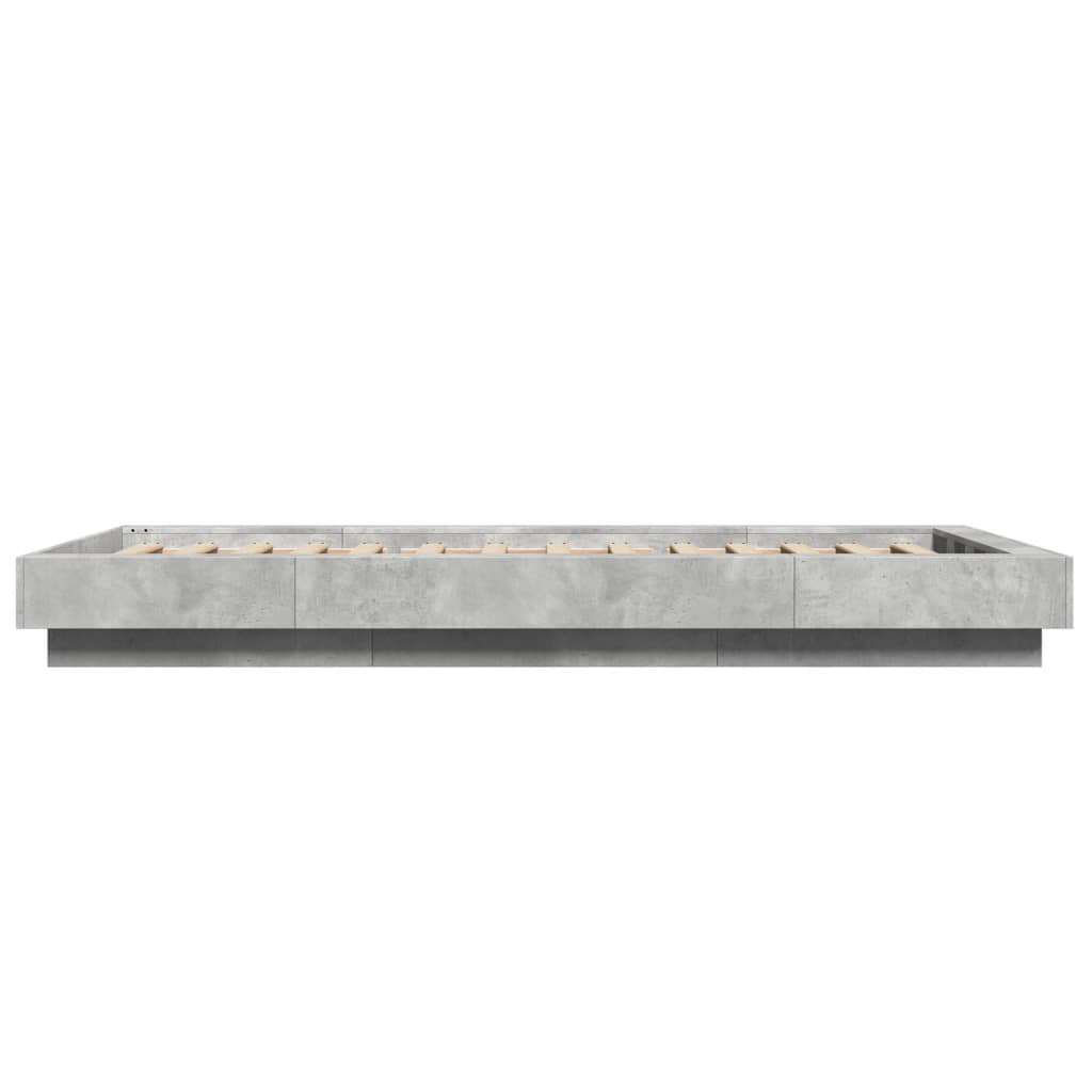 Bedframe met LED-verlichting bewerkt hout betongrijs 75x190 cm is nu te koop bij PeponiXL, paradijselijk wonen!