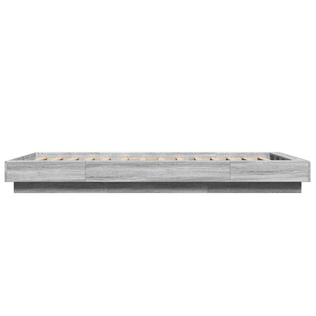 Bedframe met LED-verlichting bewerkt hout grijs sonoma 75x190cm is nu te koop bij PeponiXL, paradijselijk wonen!