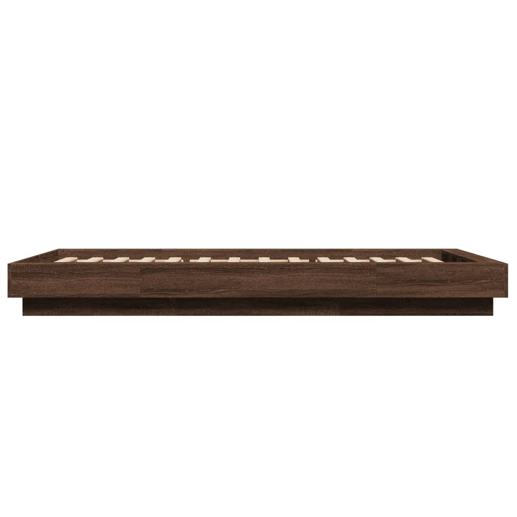 Bedframe met LED-verlichting bruin eikenkleurig 75x190 cm is nu te koop bij PeponiXL, paradijselijk wonen!