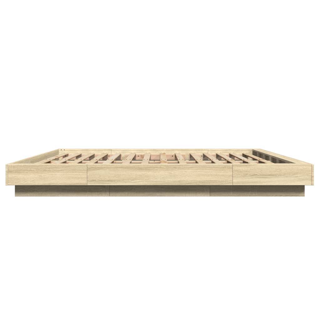 Bedframe bewerkt hout sonoma eikenkleurig 200x200 cm is nu te koop bij PeponiXL, paradijselijk wonen!