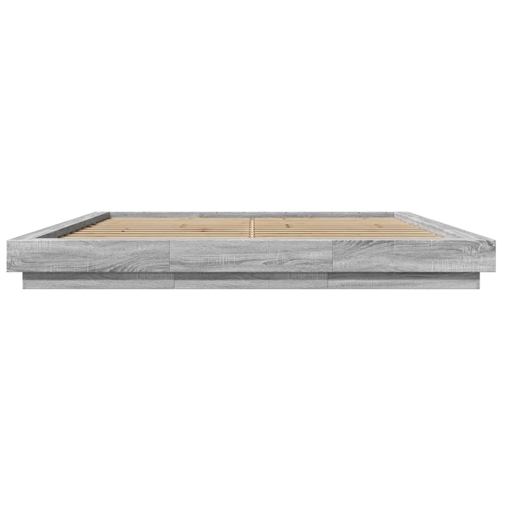 Bedframe bewerkt hout grijs sonoma eikenkleurig 180x200 cm is nu te koop bij PeponiXL, paradijselijk wonen!
