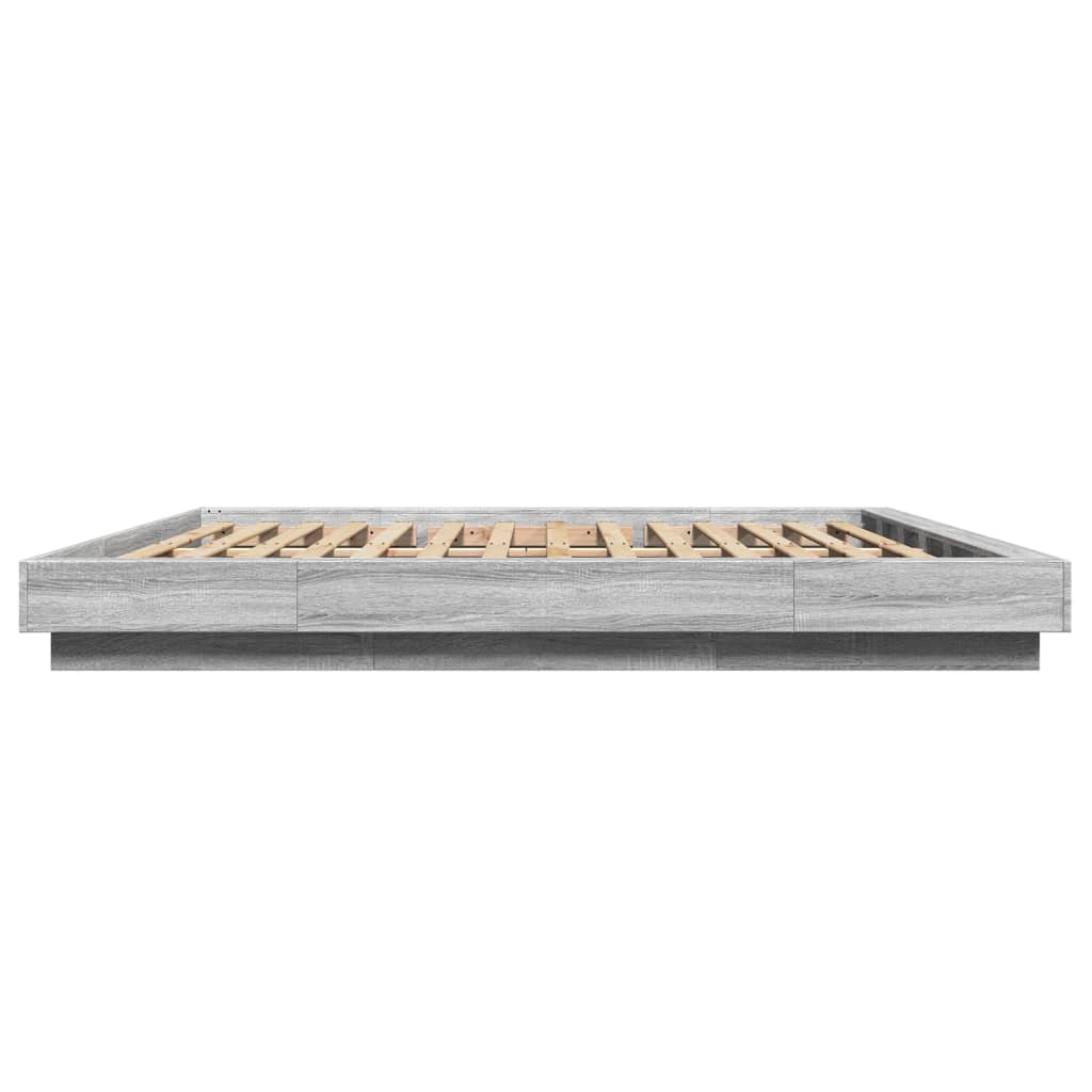 Bedframe bewerkt hout grijs sonoma eikenkleurig 180x200 cm is nu te koop bij PeponiXL, paradijselijk wonen!