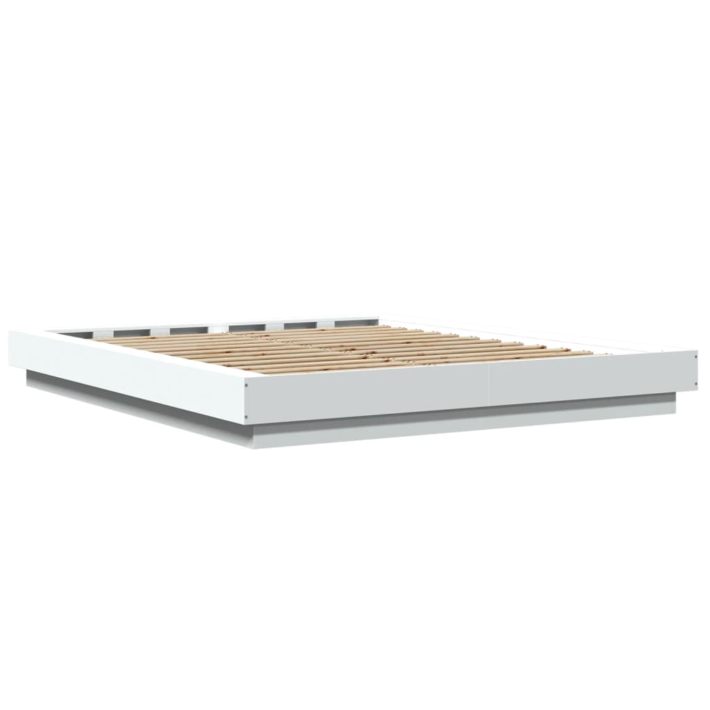 Bedframe bewerkt hout wit 160x200 cm is nu te koop bij PeponiXL, paradijselijk wonen!