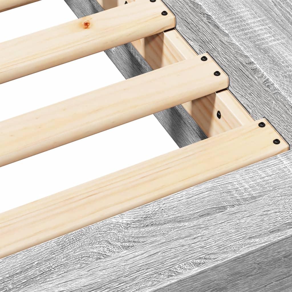 Bedframe bewerkt hout grijs sonoma eikenkleurig 160x200 cm is nu te koop bij PeponiXL, paradijselijk wonen!