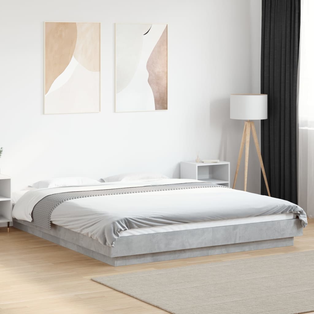 Bedframe bewerkt hout betongrijs 150x200 cm is nu te koop bij PeponiXL, paradijselijk wonen!
