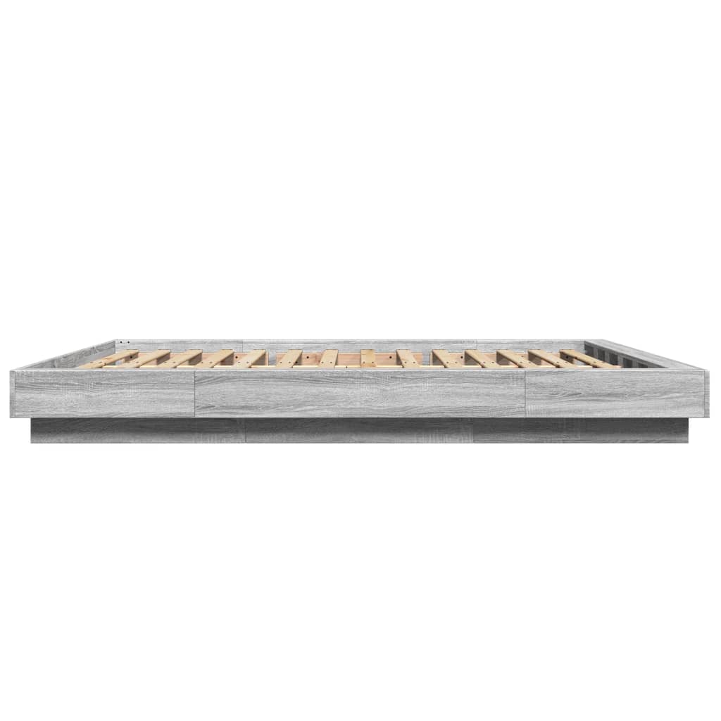 Bedframe bewerkt hout grijs sonoma eikenkleurig 150x200 cm is nu te koop bij PeponiXL, paradijselijk wonen!