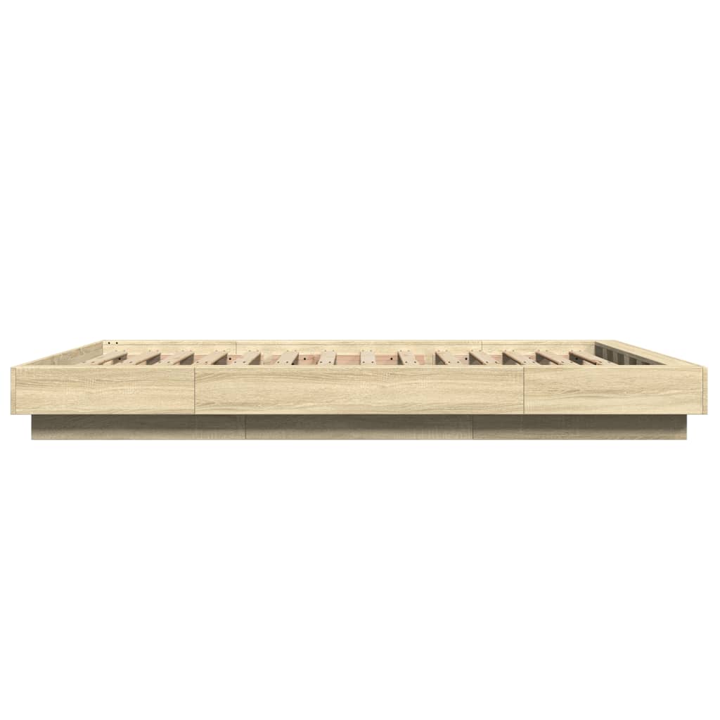 Bedframe bewerkt hout sonoma eikenkleurig 140x200 cm is nu te koop bij PeponiXL, paradijselijk wonen!