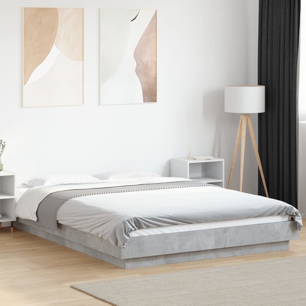Bedframe bewerkt hout betongrijs 140x200 cm is nu te koop bij PeponiXL, paradijselijk wonen!