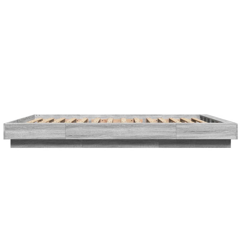 Bedframe bewerkt hout grijs sonoma eikenkleurig 140x200 cm is nu te koop bij PeponiXL, paradijselijk wonen!