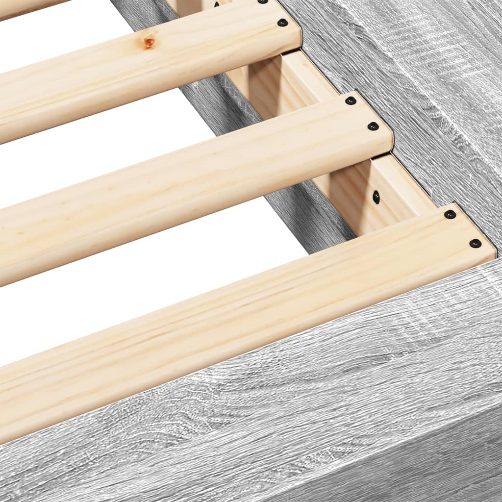Bedframe bewerkt hout grijs sonoma eikenkleurig 140x200 cm is nu te koop bij PeponiXL, paradijselijk wonen!
