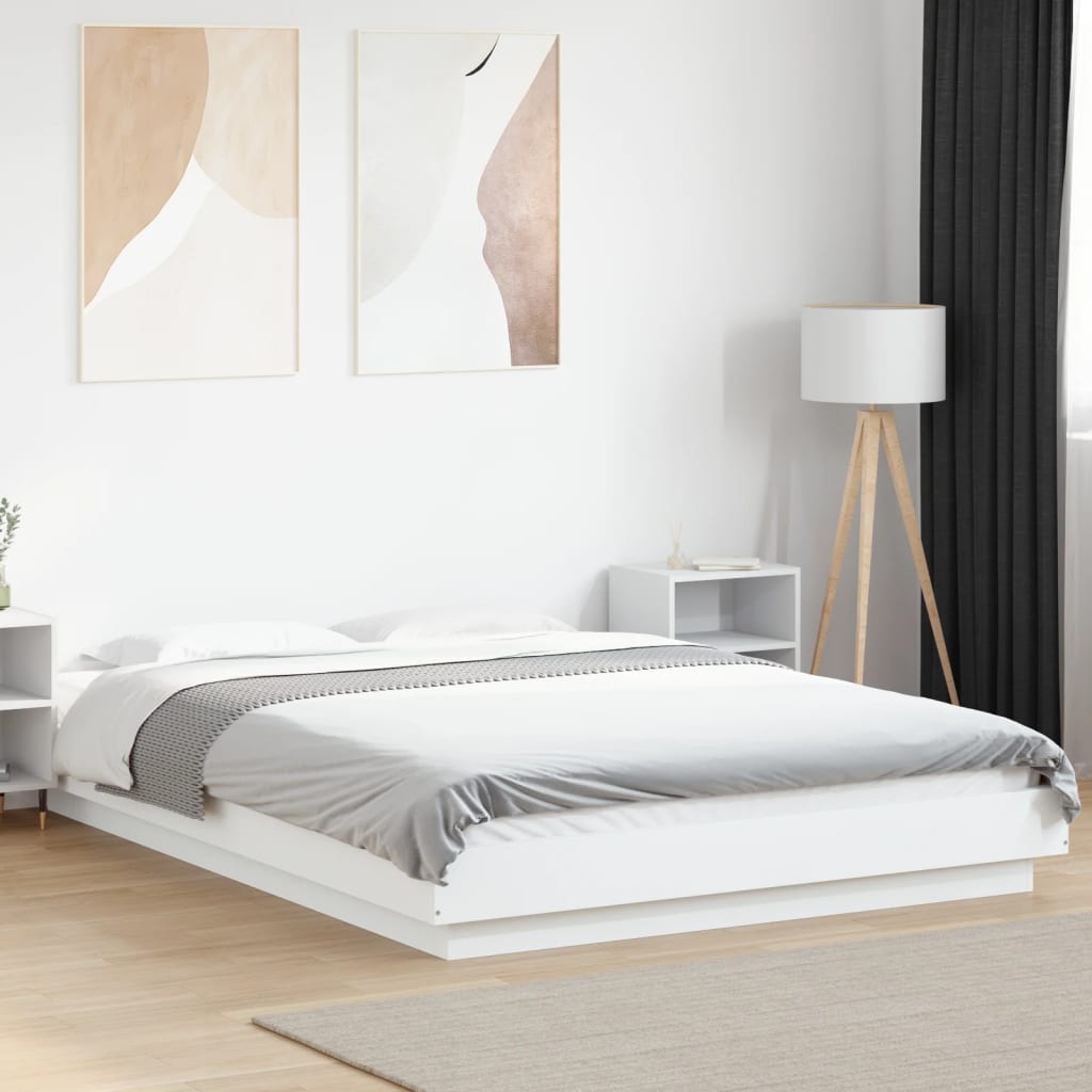 Bedframe LED massief hout wit 120x200 cm is nu te koop bij PeponiXL, paradijselijk wonen!