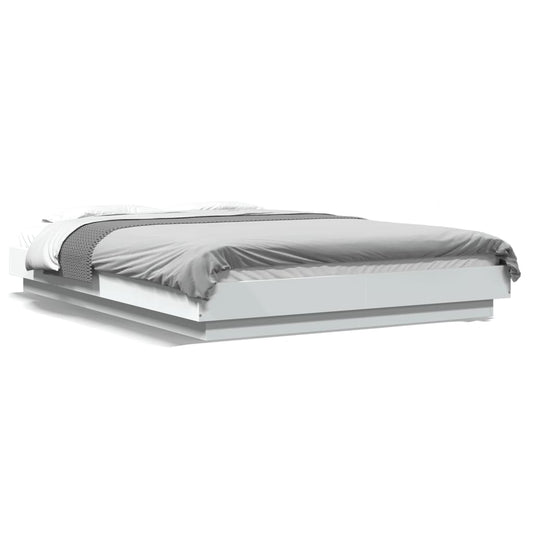 Bedframe LED massief hout wit 120x200 cm is nu te koop bij PeponiXL, paradijselijk wonen!
