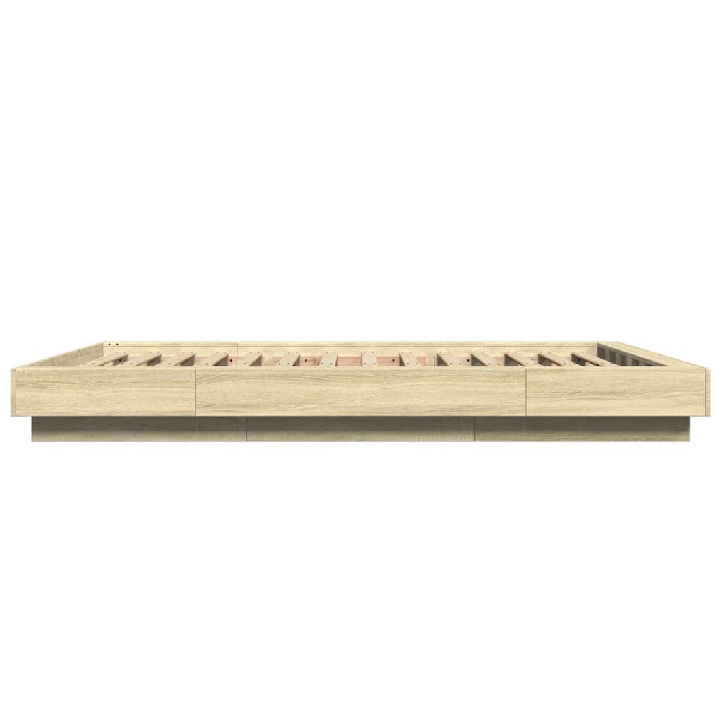 Bedframe bewerkt hout sonoma eikenkleurig 120x200 cm is nu te koop bij PeponiXL, paradijselijk wonen!