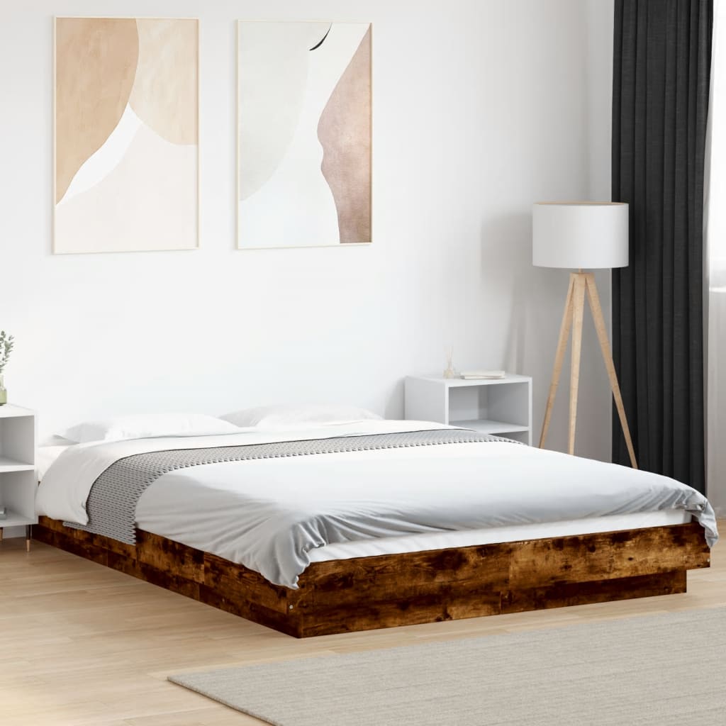 Bedframe bewerkt hout gerookt eikenkleurig 120x200 cm is nu te koop bij PeponiXL, paradijselijk wonen!