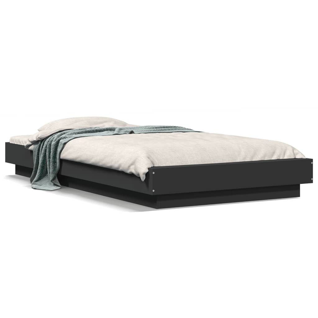 Bedframe bewerkt hout zwart 100x200 cm is nu te koop bij PeponiXL, paradijselijk wonen!