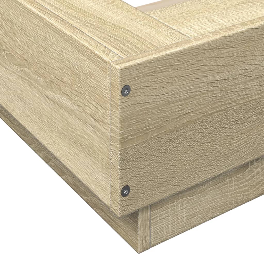 Bedframe bewerkt hout sonoma eikenkleurig 100x200 cm is nu te koop bij PeponiXL, paradijselijk wonen!