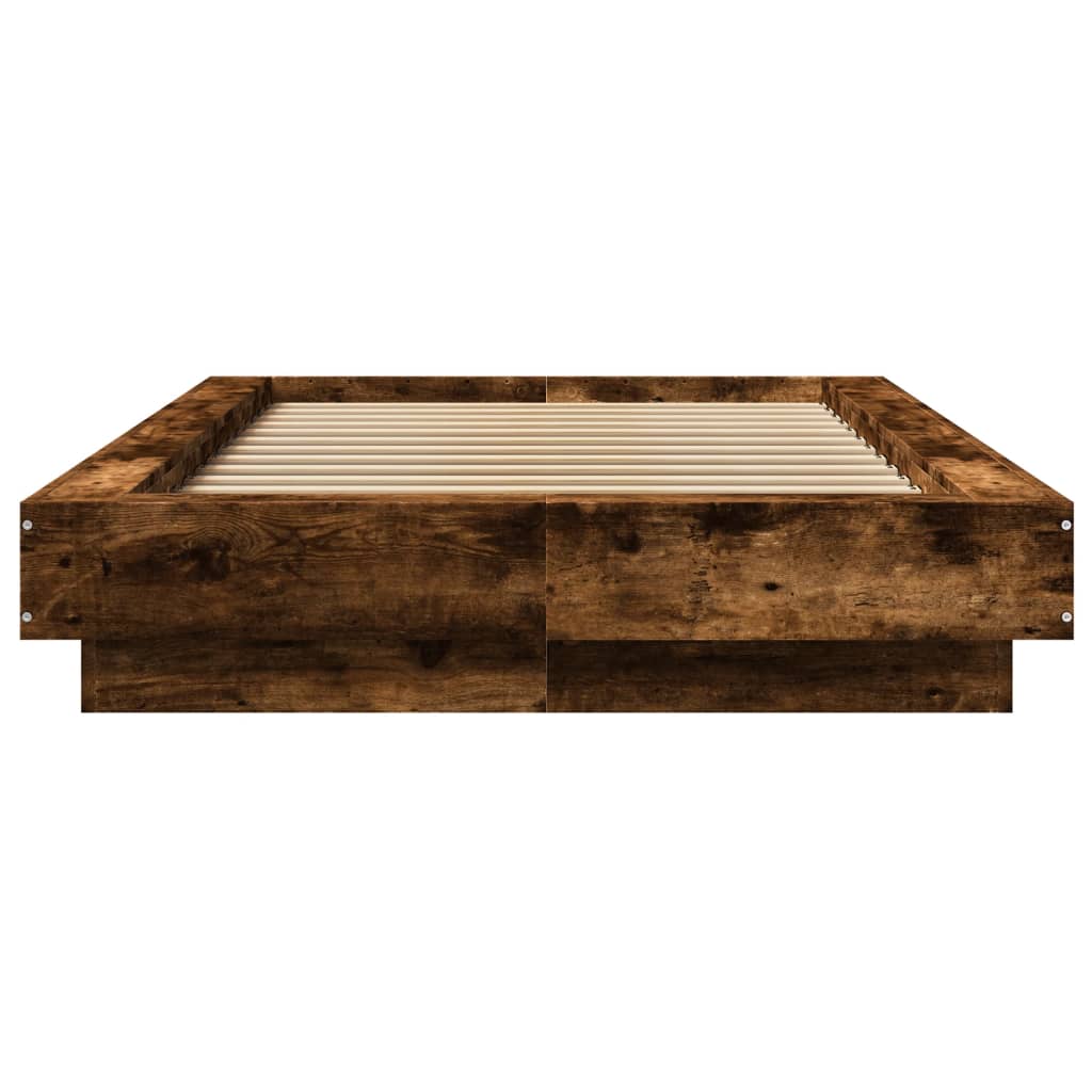 Bedframe bewerkt hout gerookt eikenkleurig 100x200 cm is nu te koop bij PeponiXL, paradijselijk wonen!