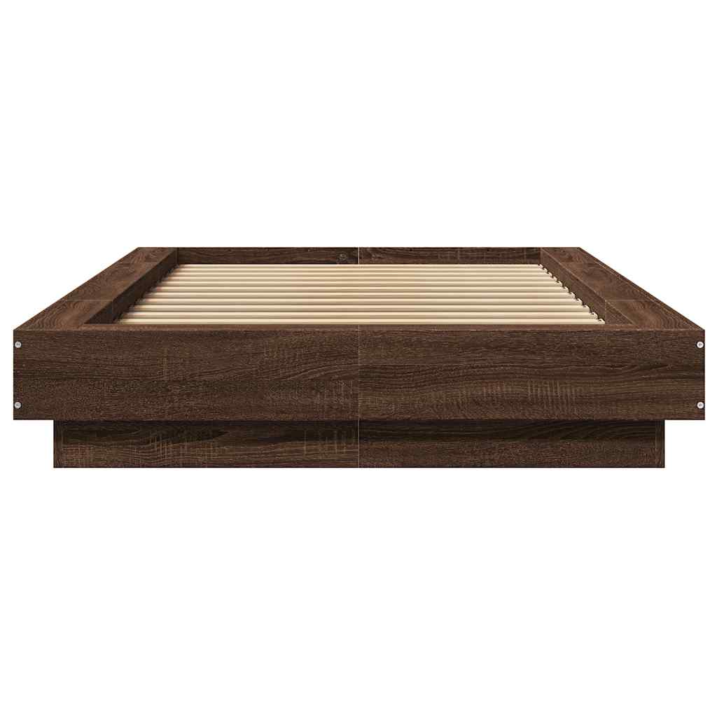 Bedframe bewerkt hout bruin eikenkleur 100x200 cm is nu te koop bij PeponiXL, paradijselijk wonen!