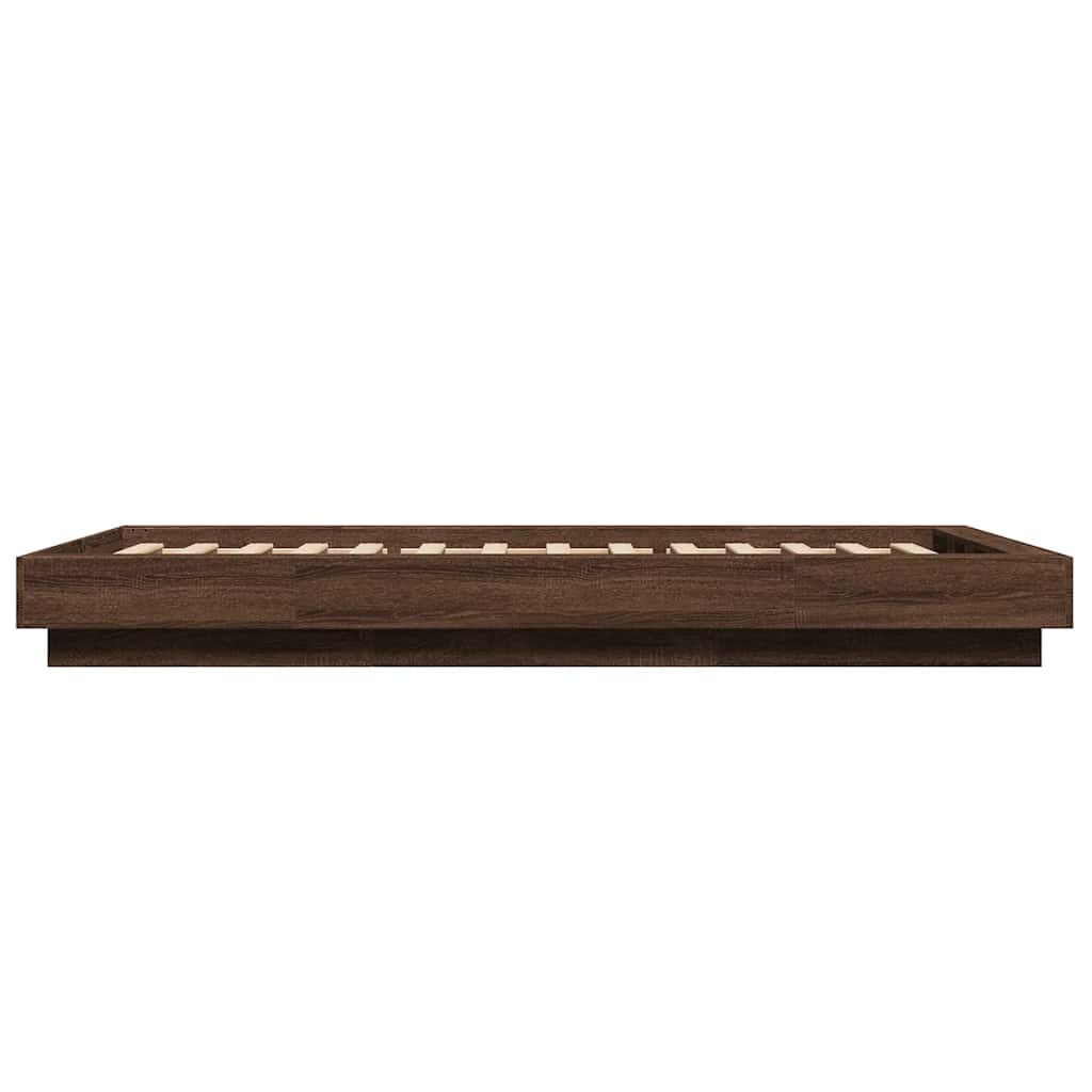 Bedframe bewerkt hout bruin eikenkleur 100x200 cm is nu te koop bij PeponiXL, paradijselijk wonen!