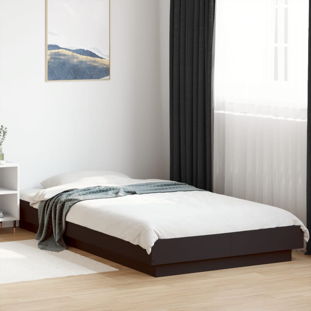 Bedframe bewerkt hout zwart 90x200 cm is nu te koop bij PeponiXL, paradijselijk wonen!