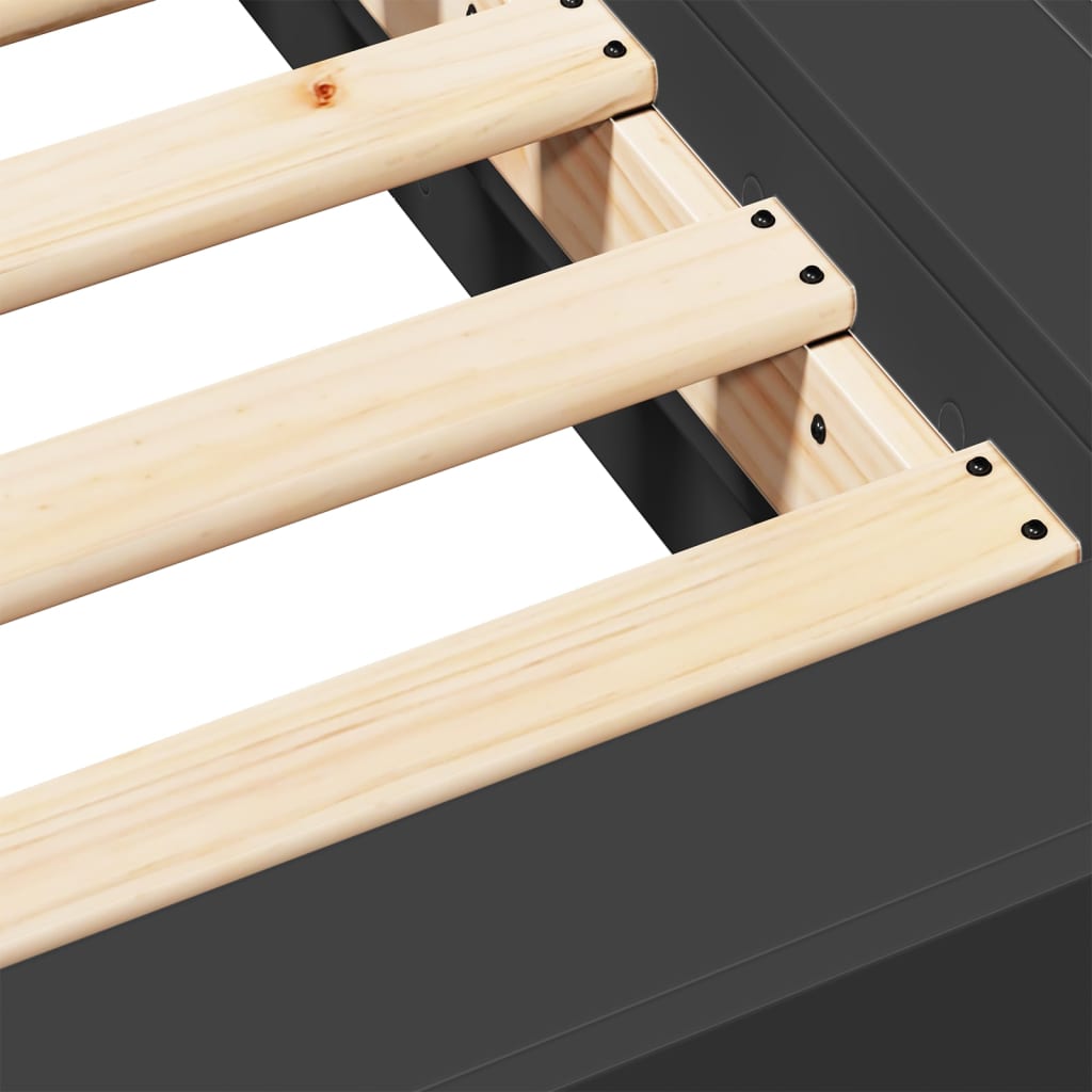 Bedframe bewerkt hout zwart 90x200 cm is nu te koop bij PeponiXL, paradijselijk wonen!