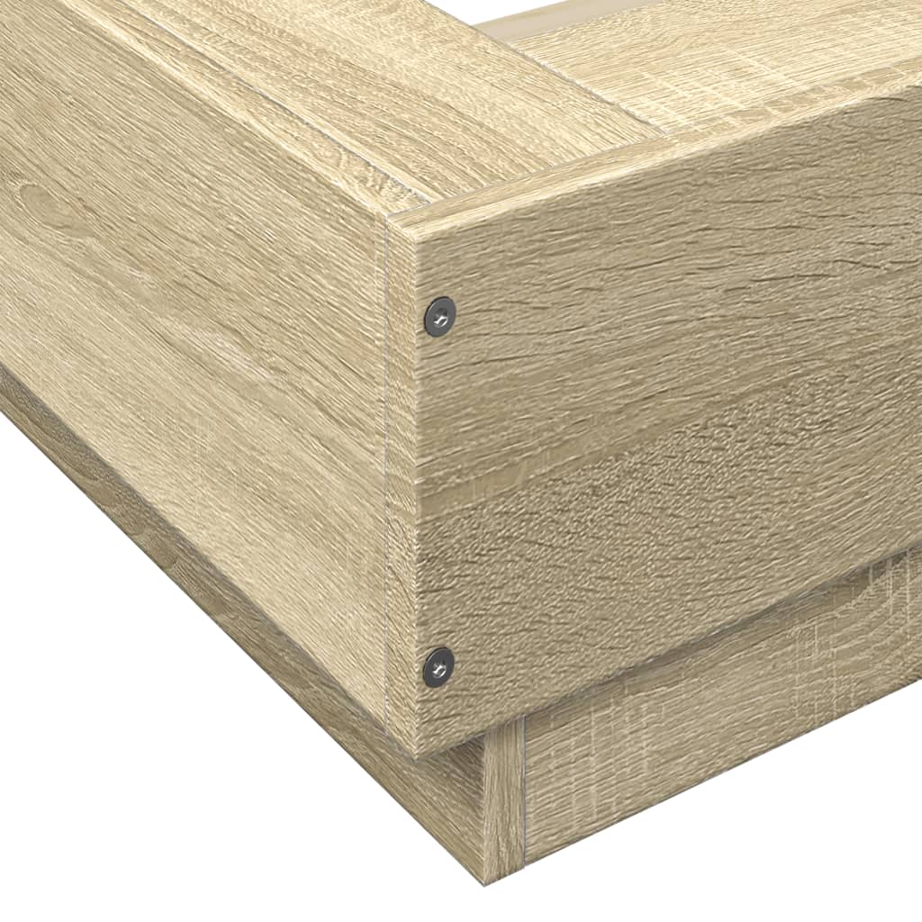 Bedframe bewerkt hout sonoma eikenkleurig 90x200 cm is nu te koop bij PeponiXL, paradijselijk wonen!