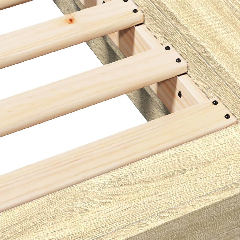 Bedframe bewerkt hout sonoma eikenkleurig 90x200 cm is nu te koop bij PeponiXL, paradijselijk wonen!