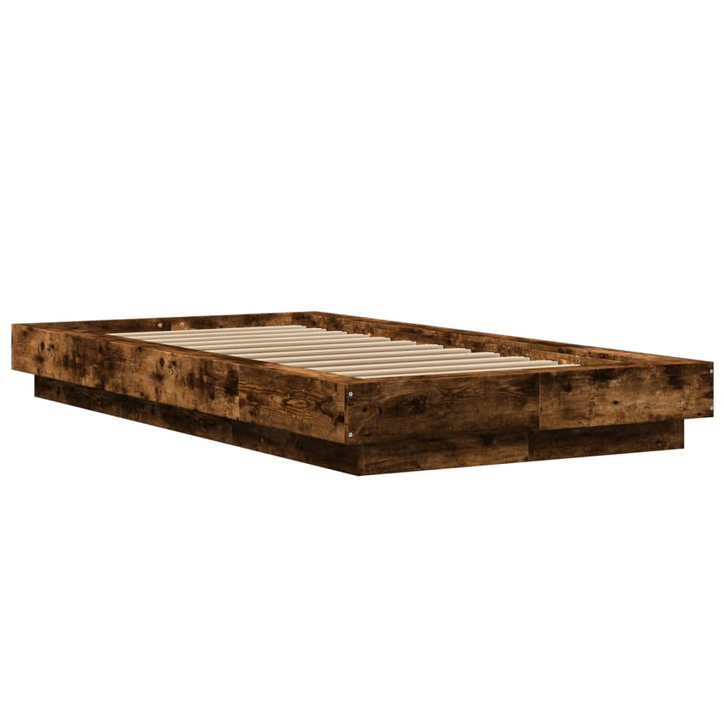 Bedframe bewerkt hout gerookt eikenkleurig 90x200 cm is nu te koop bij PeponiXL, paradijselijk wonen!
