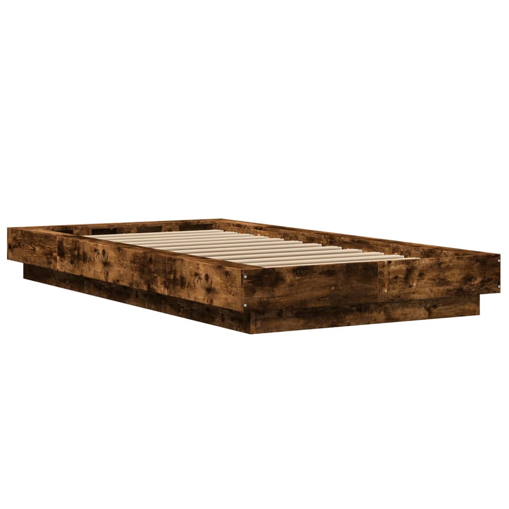 Bedframe bewerkt hout gerookt eikenkleurig 90x200 cm is nu te koop bij PeponiXL, paradijselijk wonen!