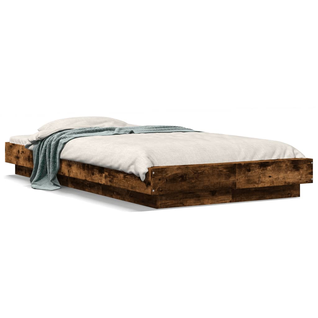 Bedframe bewerkt hout gerookt eikenkleurig 90x200 cm is nu te koop bij PeponiXL, paradijselijk wonen!