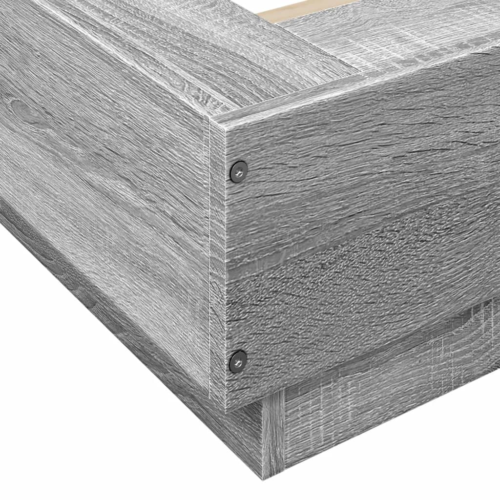 Bedframe bewerkt hout grijs sonoma eikenkleurig 90x200 cm is nu te koop bij PeponiXL, paradijselijk wonen!
