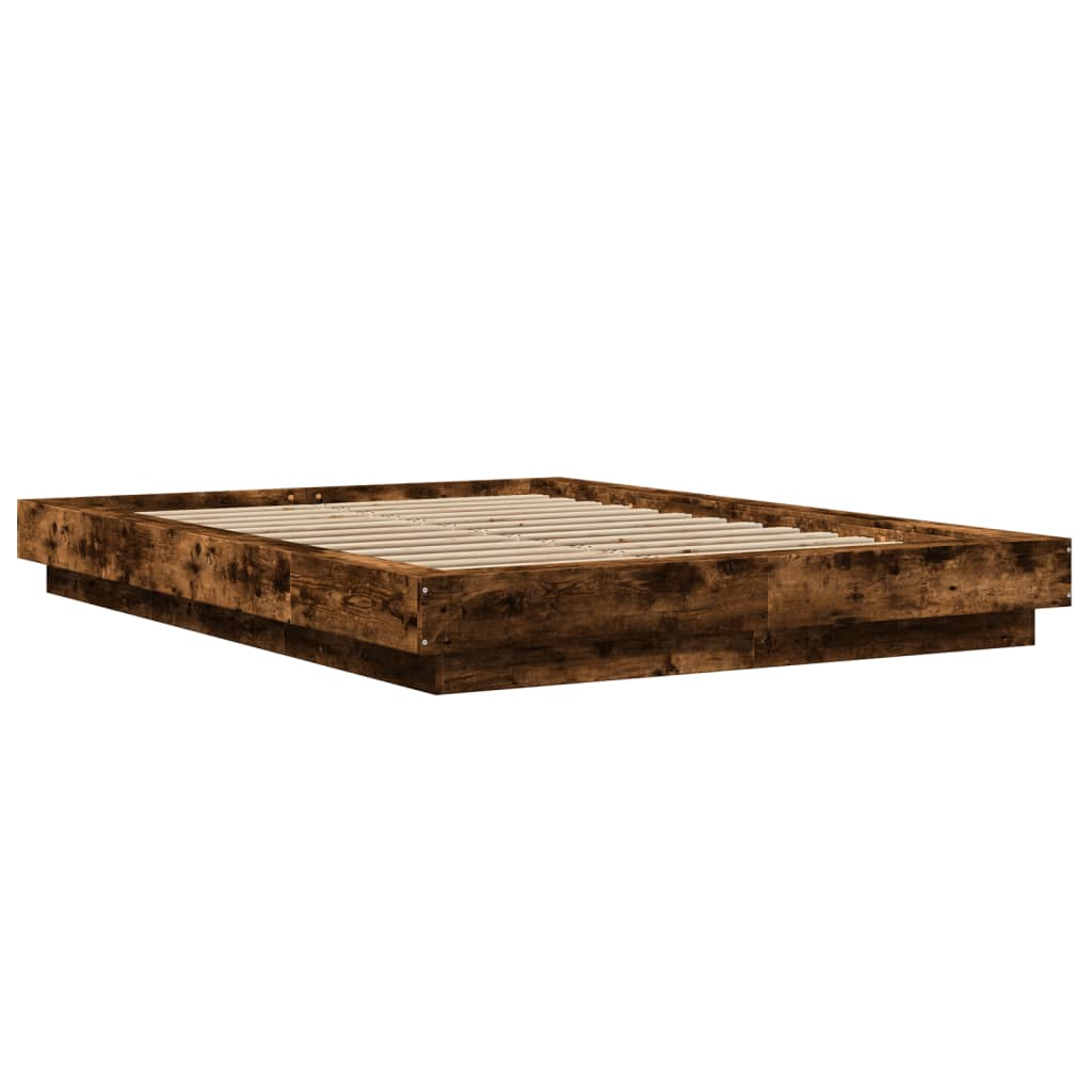 Bedframe bewerkt hout gerookt eikenkleurig 140x190 cm is nu te koop bij PeponiXL, paradijselijk wonen!