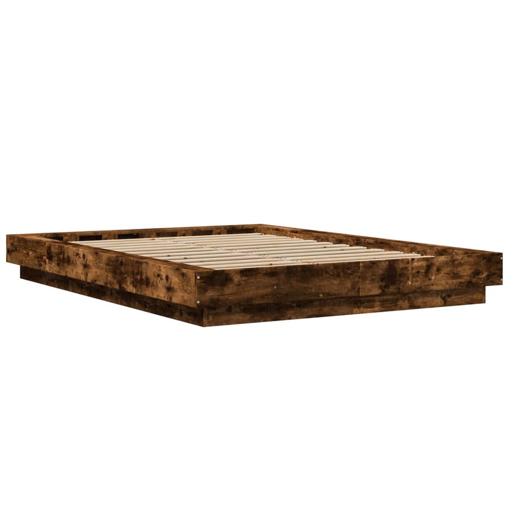 Bedframe bewerkt hout gerookt eikenkleurig 140x190 cm is nu te koop bij PeponiXL, paradijselijk wonen!