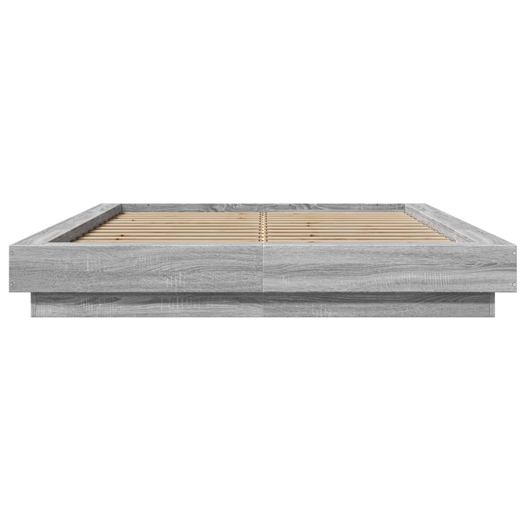 Bedframe bewerkt hout grijs sonoma eikenkleurig 140x190 cm is nu te koop bij PeponiXL, paradijselijk wonen!