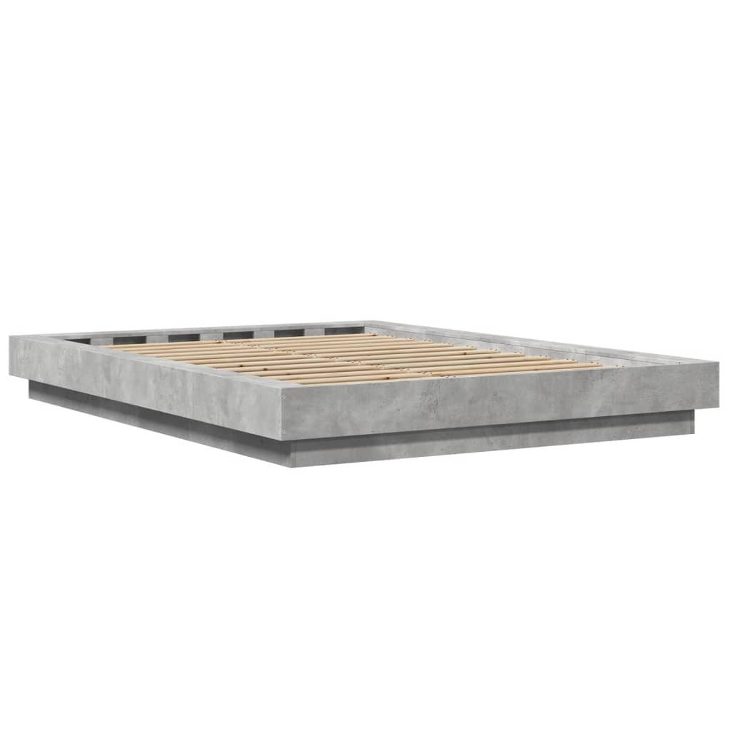 Bedframe bewerkt hout betongrijs 135x190 cm is nu te koop bij PeponiXL, paradijselijk wonen!
