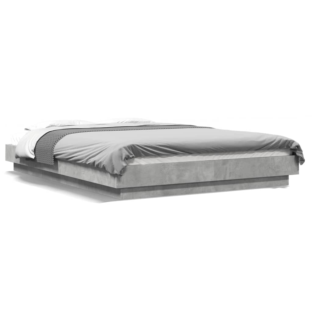 Bedframe bewerkt hout betongrijs 135x190 cm is nu te koop bij PeponiXL, paradijselijk wonen!