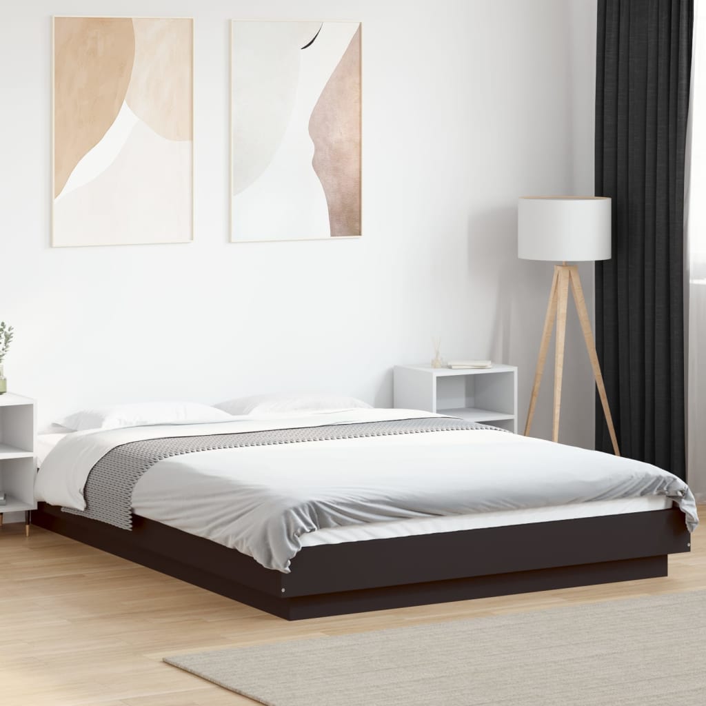 Bedframe bewerkt hout zwart 120x190 cm is nu te koop bij PeponiXL, paradijselijk wonen!