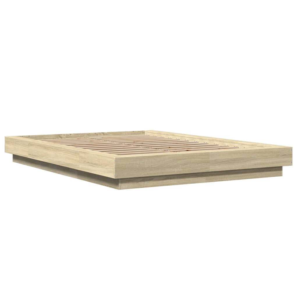 Bedframe bewerkt hout sonoma eikenkleurig 120x190 cm is nu te koop bij PeponiXL, paradijselijk wonen!