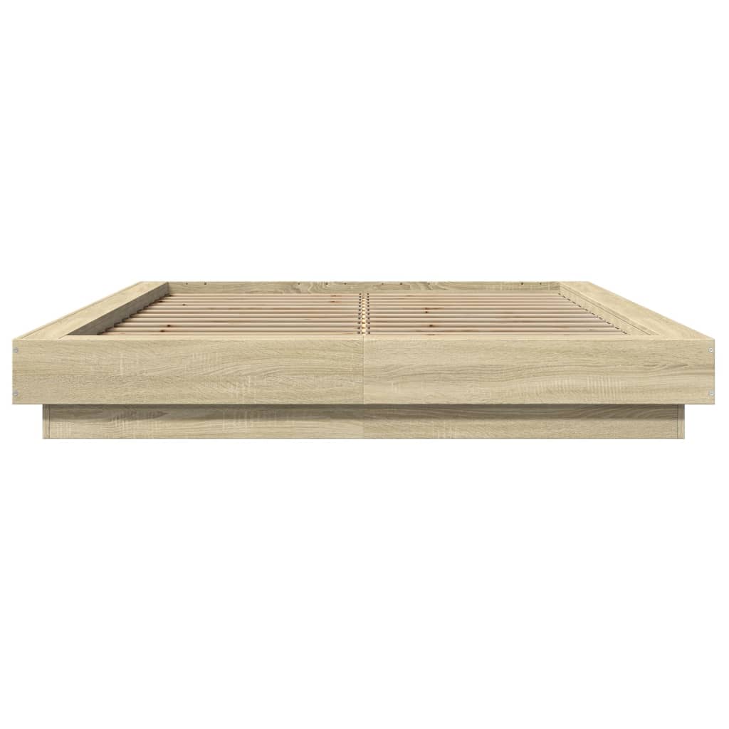 Bedframe bewerkt hout sonoma eikenkleurig 120x190 cm is nu te koop bij PeponiXL, paradijselijk wonen!