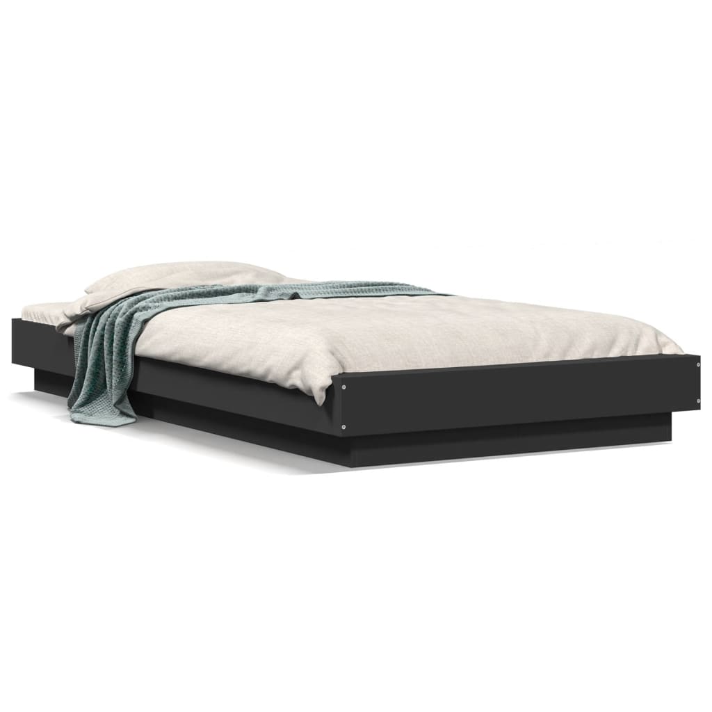 Bedframe bewerkt hout zwart 90x190 cm is nu te koop bij PeponiXL, paradijselijk wonen!