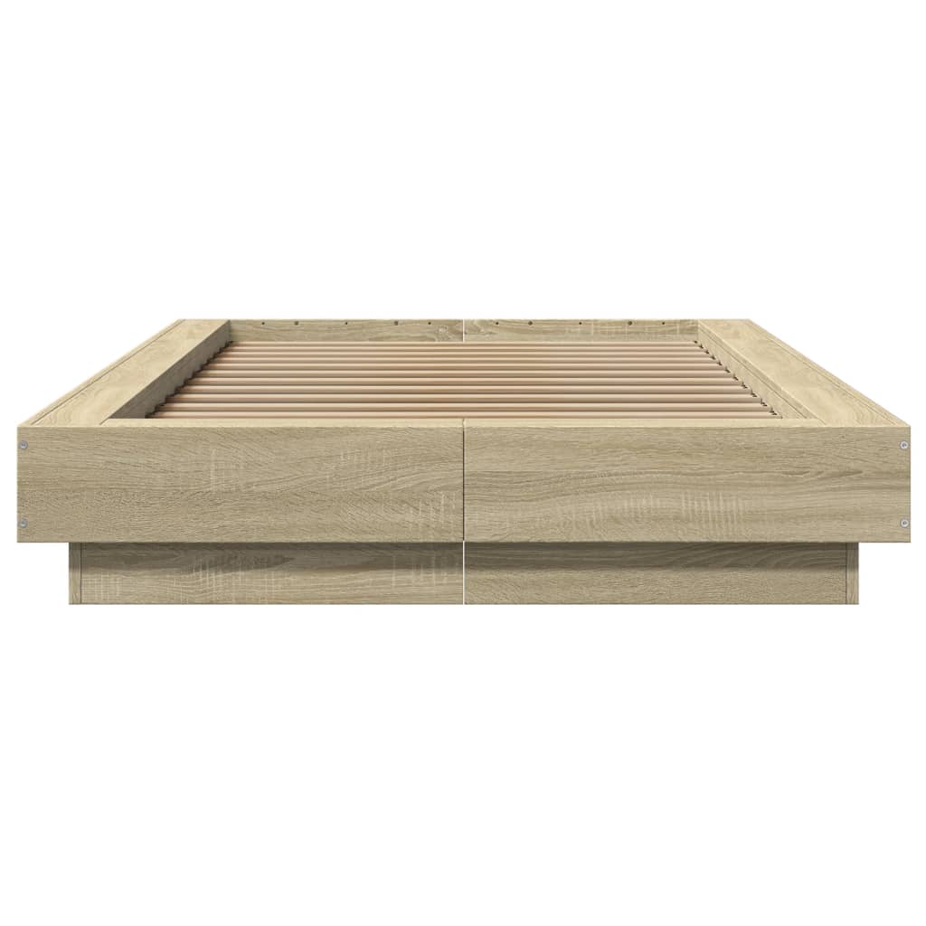 Bedframe bewerkt hout sonoma eikenkleurig 90x190 cm is nu te koop bij PeponiXL, paradijselijk wonen!