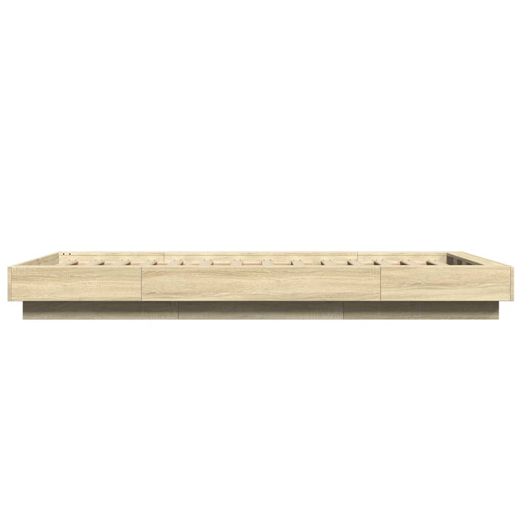 Bedframe bewerkt hout sonoma eikenkleurig 90x190 cm is nu te koop bij PeponiXL, paradijselijk wonen!