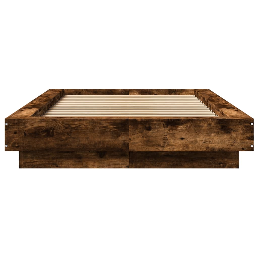 Bedframe bewerkt hout gerookt eikenkleurig 90x190 cm is nu te koop bij PeponiXL, paradijselijk wonen!