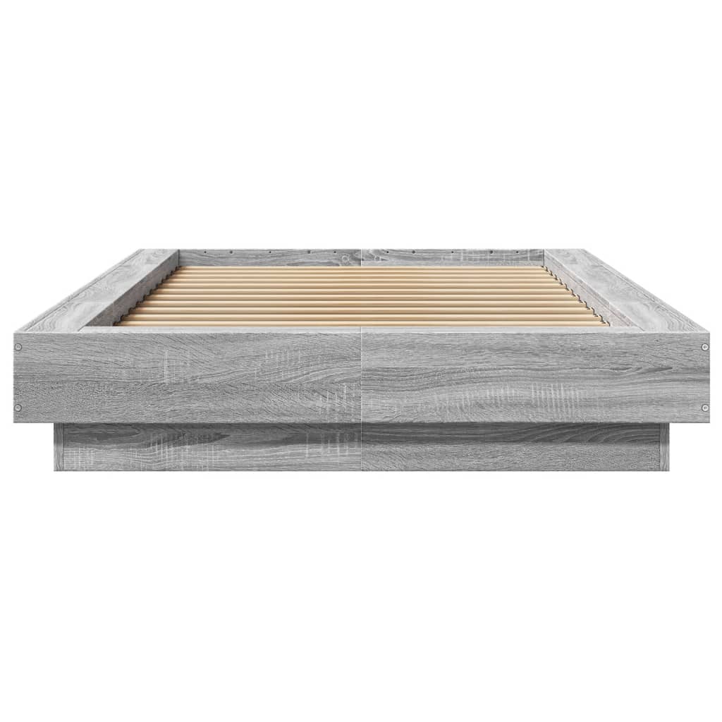 Bedframe bewerkt hout grijs sonoma eikenkleurig 90x190 cm is nu te koop bij PeponiXL, paradijselijk wonen!