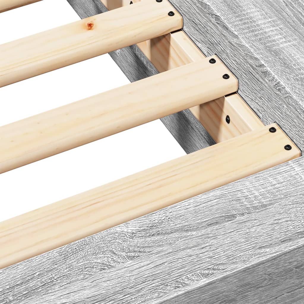Bedframe bewerkt hout grijs sonoma eikenkleurig 90x190 cm is nu te koop bij PeponiXL, paradijselijk wonen!